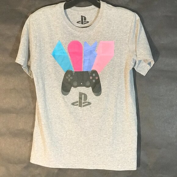 Sony Playstation Video Game Controller Gamer Gray Short Sleeve Tee T Shirt Youth - Picture 2 of 6